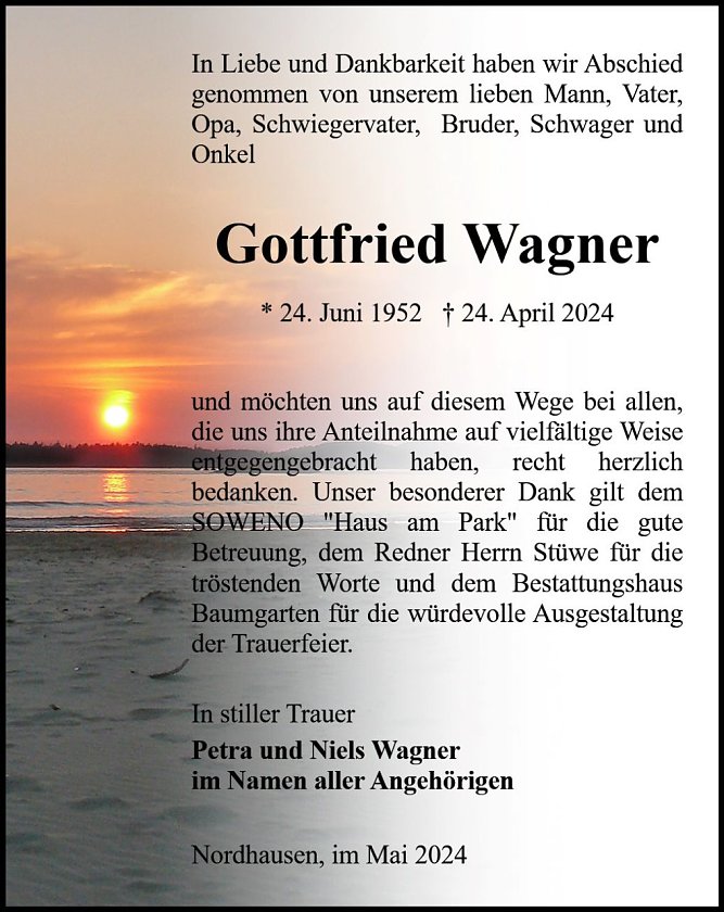 Danksagung (Foto: Bestattung Baumgarten)