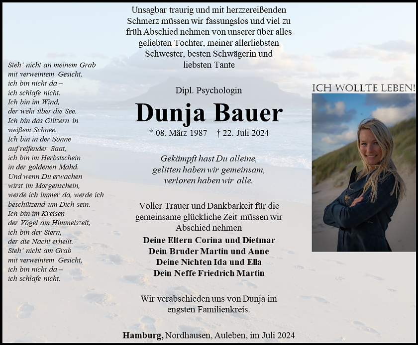 Traueranzeige  (Foto: Bestattungshaus Eckhard Schade)