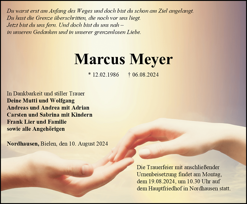 Traueranzeige (Foto: Bestattungshaus Schade)