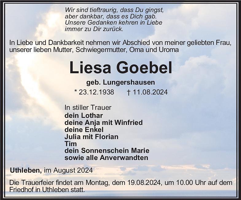 Traueranzeige (Foto: Bestattung Baumgarten)