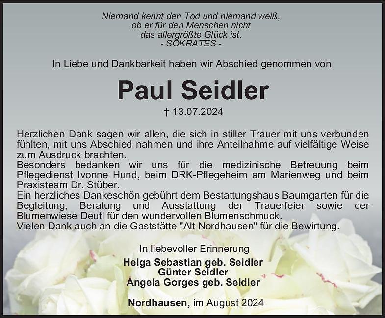 Danksagung (Foto: Bestattung Baumgarten)