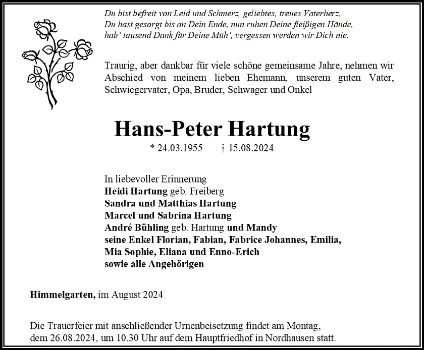 Traueranzeige (Foto: Bestattungshaus Schade)