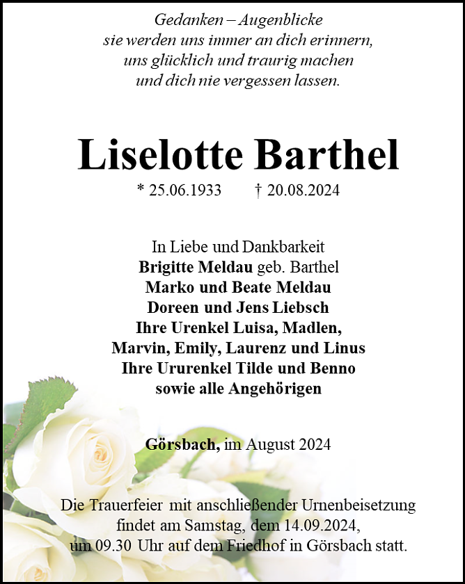 Traueranzeige (Foto: Bestattungshaus Eckhard Schade)