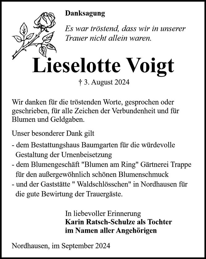 Danksagung (Foto: Bestattung Baumgarten)