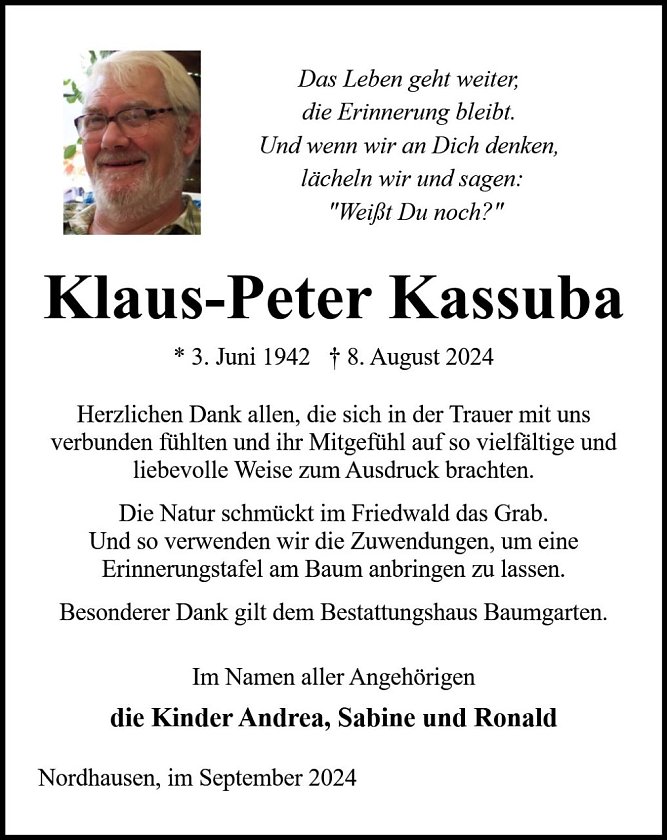 Danksagung (Foto: Bestattung Baumgarten)