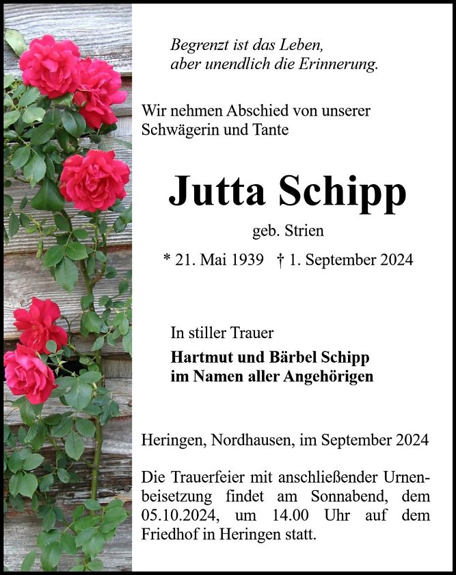 Traueranzeige (Foto: Bestattung Baumgarten)