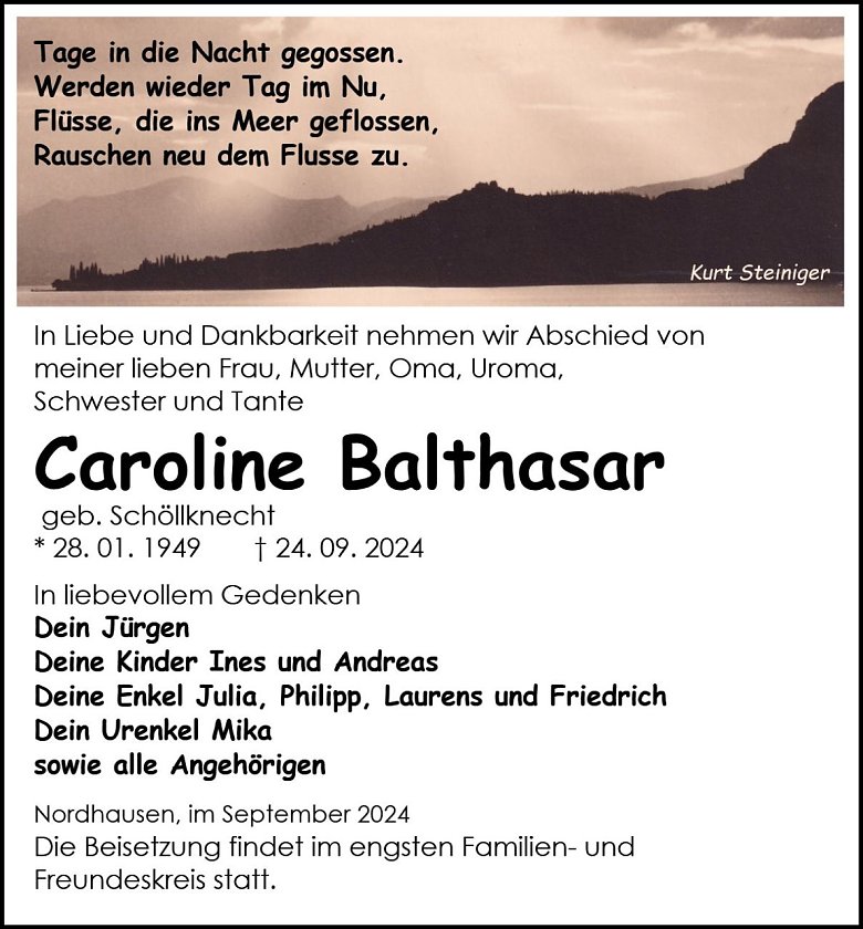 Traueranzeige (Foto: Bestattungsinstitut Fienhold)