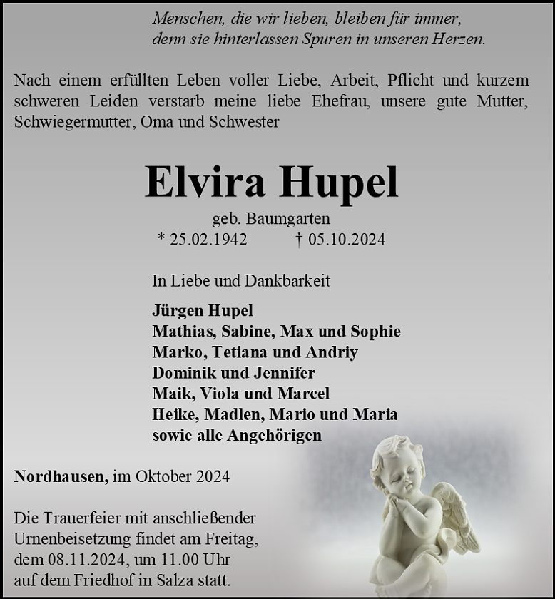 Traueranzeige (Foto: Bestattungshaus Eckhard Schade)