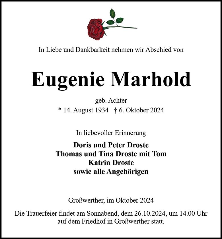 Traueranzeige (Foto: Bestattung Baumgarten)