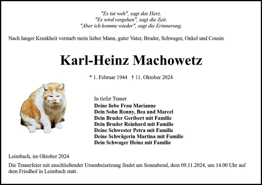 Traueranzeige (Foto: Bestattung Baumgarten)