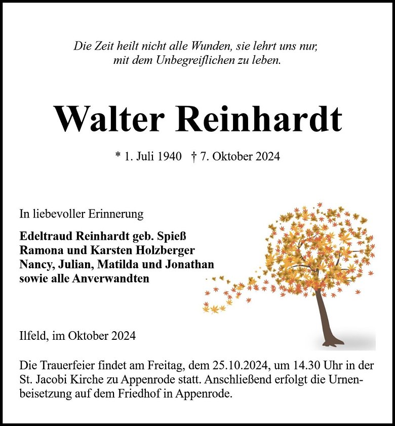 Traueranzeige (Foto: Bestattung Baumgarten)