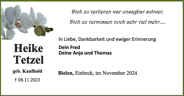 Erinnerungsanzeige Heike Tetzel (Foto: Anja Tetzel)