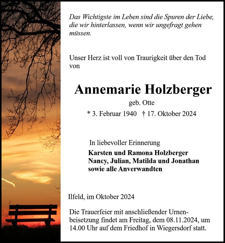 Traueranzeige (Foto: Bestattung Baumgarten)