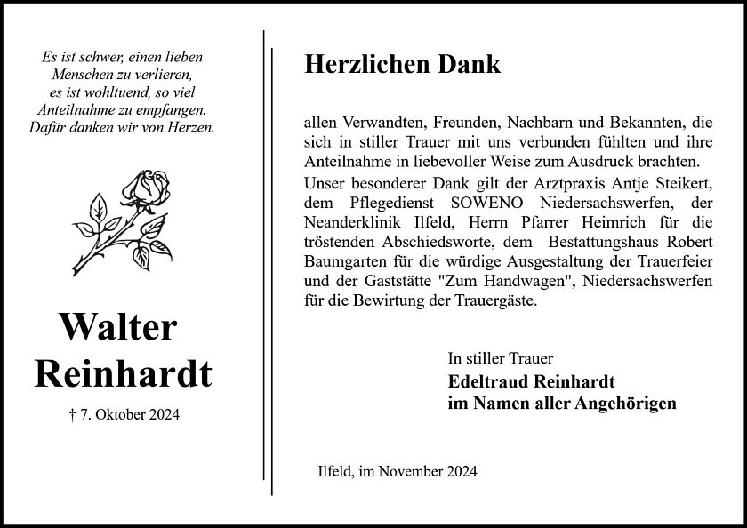 Danksagung (Foto: Bestattung Baumgarten)