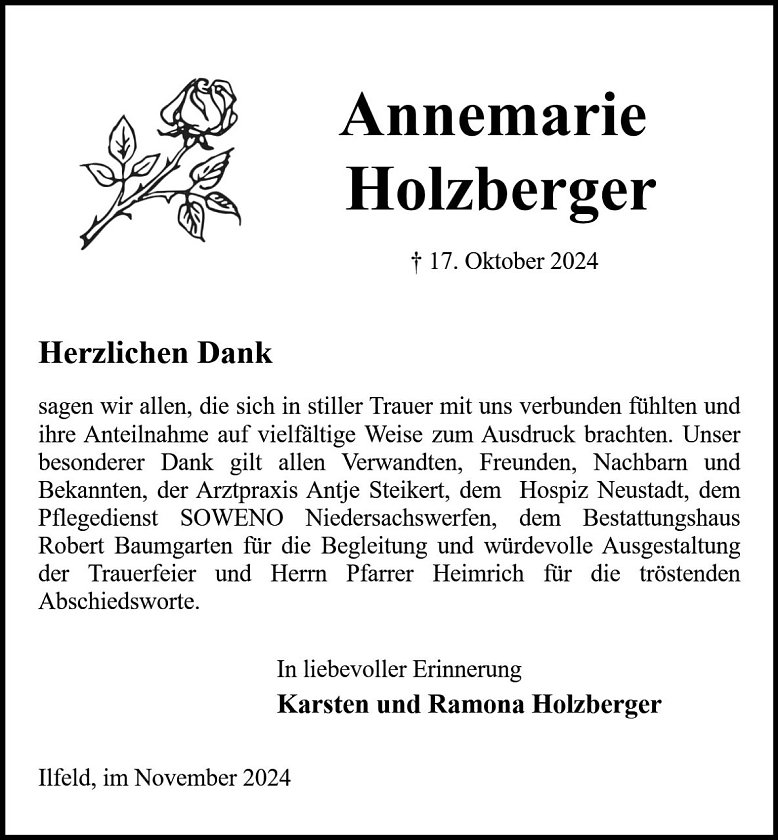 Danksagung (Foto: Bestattung Baumgarten)