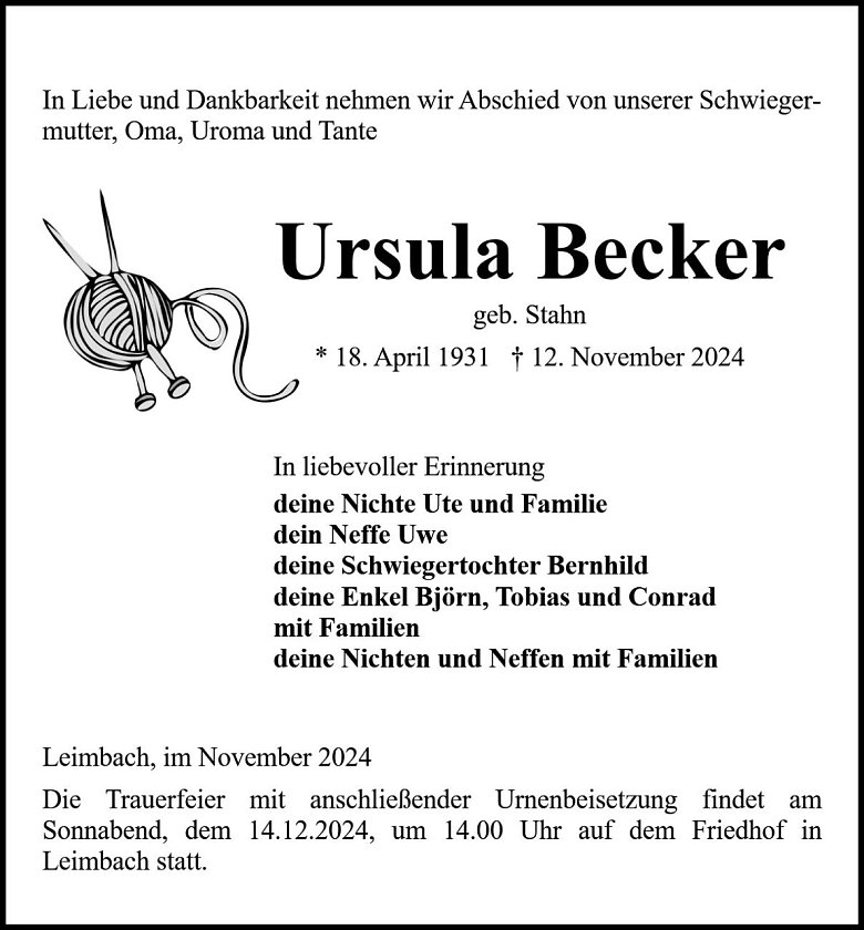 Traueranzeige (Foto: Bestattung Baumgarten)