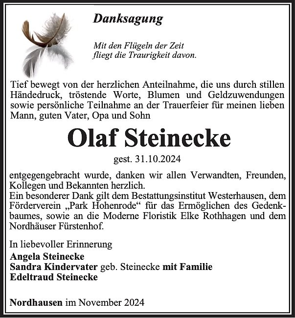 Danksagung (Foto: Bestattungsinstitut Westerhausen)