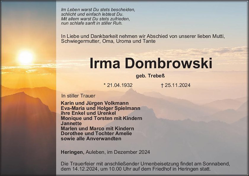 Traueranzeige (Foto: Bestattung Baumgarten)