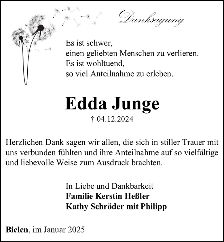 Danksagung (Foto: Bestattungshaus Schade)