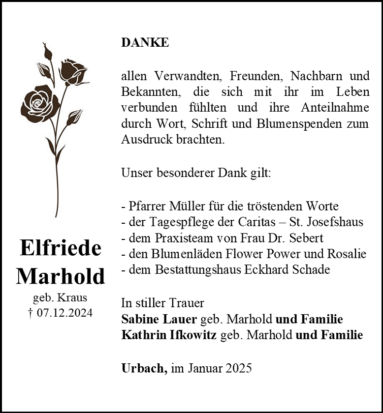 Danksagung (Foto: Bestattungshaus Eckhard Schade)