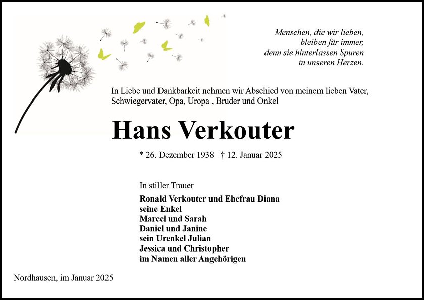 Traueranzeige (Foto: Bestattung Baumgarten)