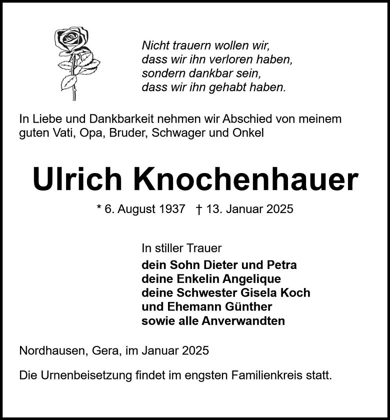 Traueranzeige (Foto: Bestattung Baumgarten)