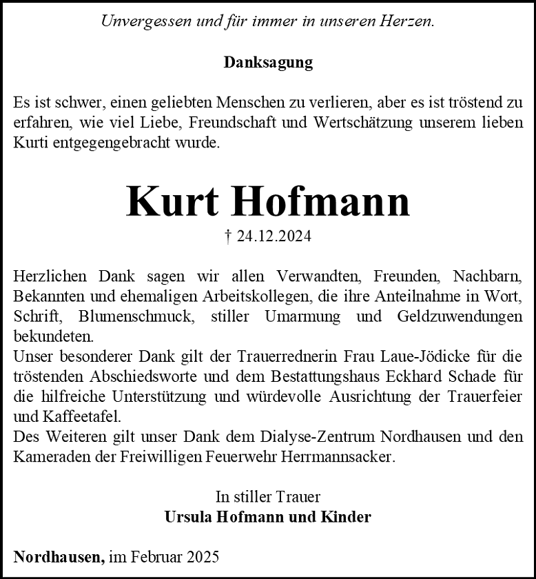 Danksagung (Foto: Bestattungshaus Schade)