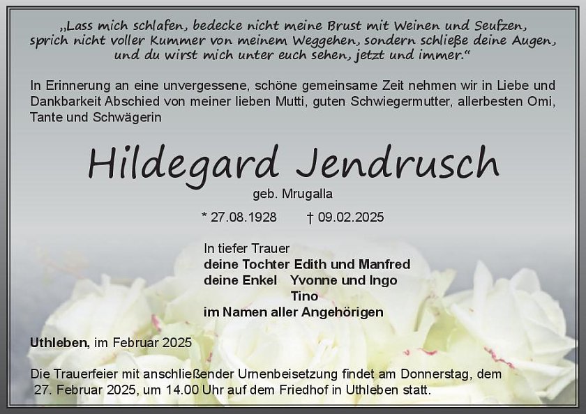 Traueranzeige (Foto: Bestattung Baumgarten)