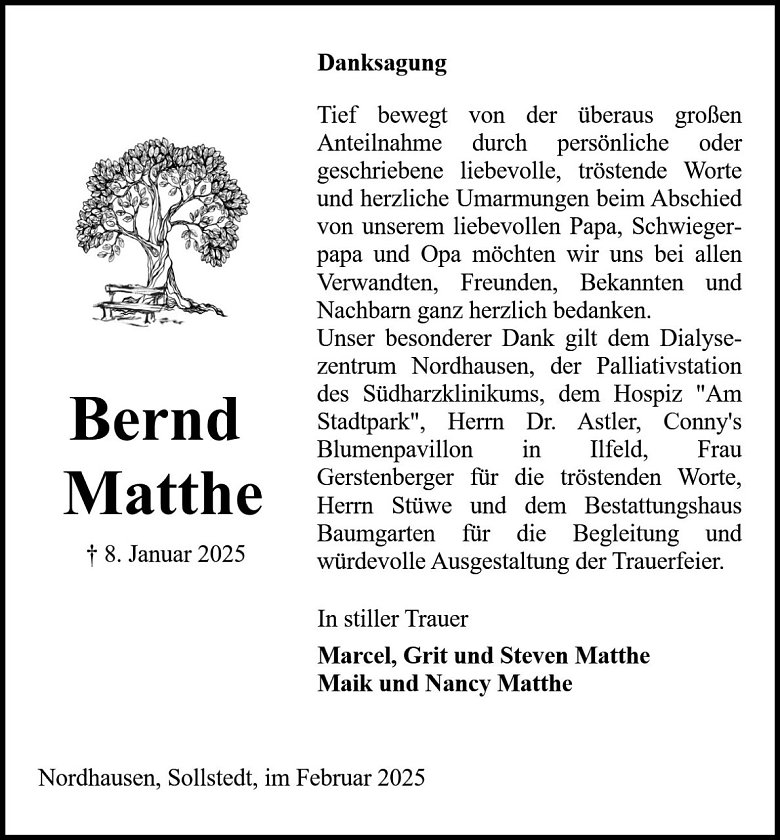 Danksagung (Foto: Bestattung Baumgarten)