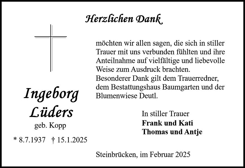 Danksagung (Foto: Bestattung Baumgarten)