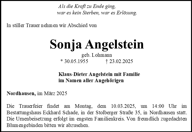 Traueranzeige (Foto: Bestattungshaus Eckhard Schade)