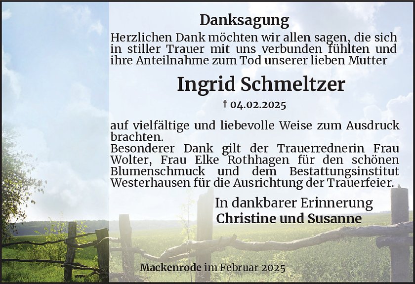 Danksagung (Foto: Bestattungsinstitut Westerhausen)