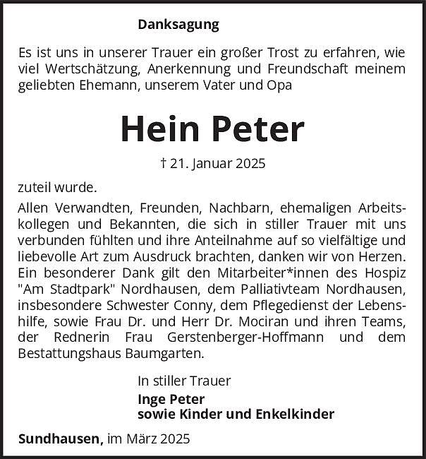 Danksagung (Foto: Bestattung Baumgarten)