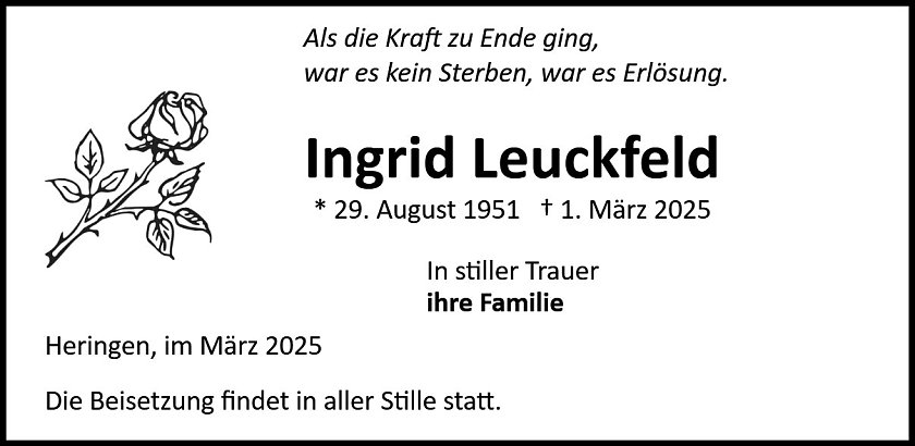 Traueranzeige (Foto: Bestattung Baumgarten)