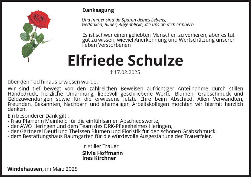 Danksagung (Foto: Bestattung Baumgarten)