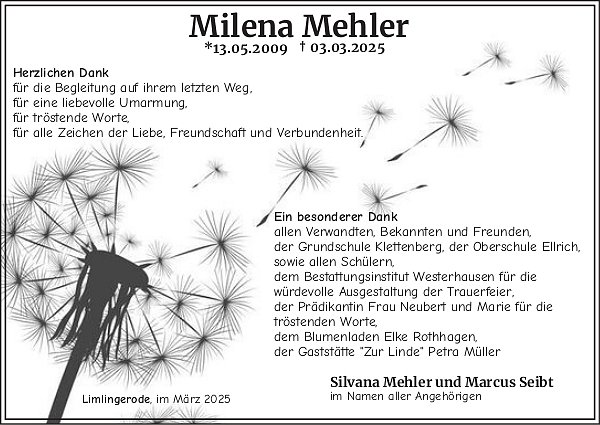 Danksagung (Foto: Bestattungsinstitut Westerhausen)