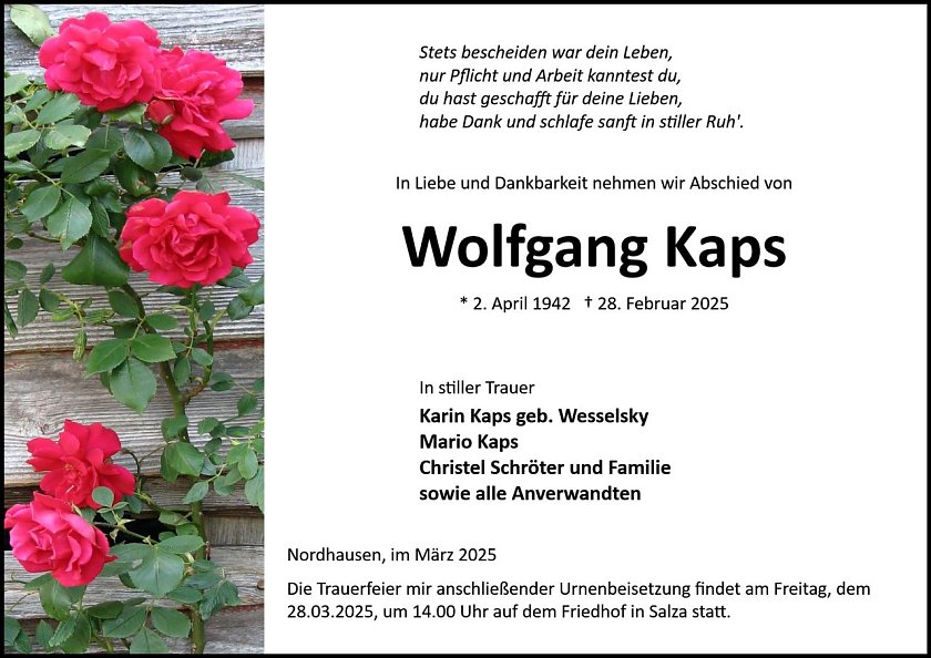 Traueranzeige (Foto: Bestattung Baumgarten)