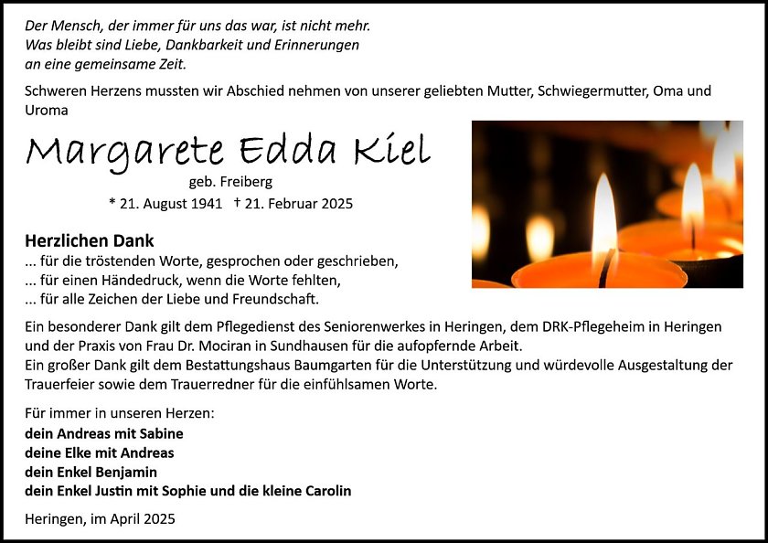 Danksagung (Foto: Bestattung Baumgarten)