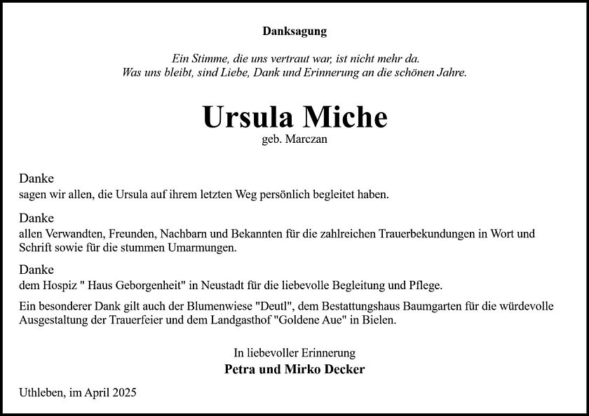 Danksagung (Foto: Bestattung Baumgarten)