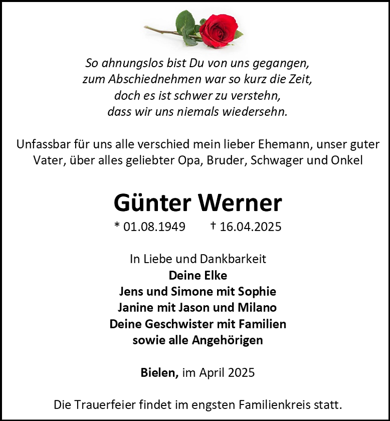 Traueranzeige (Foto: Bestattungshaus Schade)