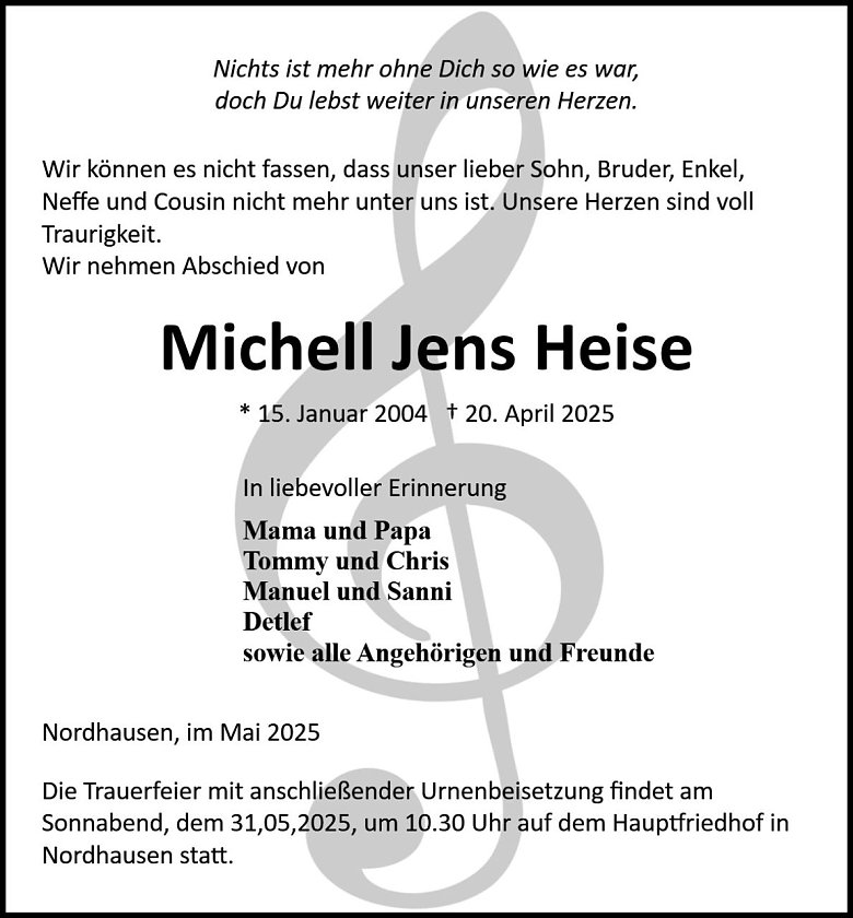 Traueranzeige (Foto: Bestattung Baumgarten)