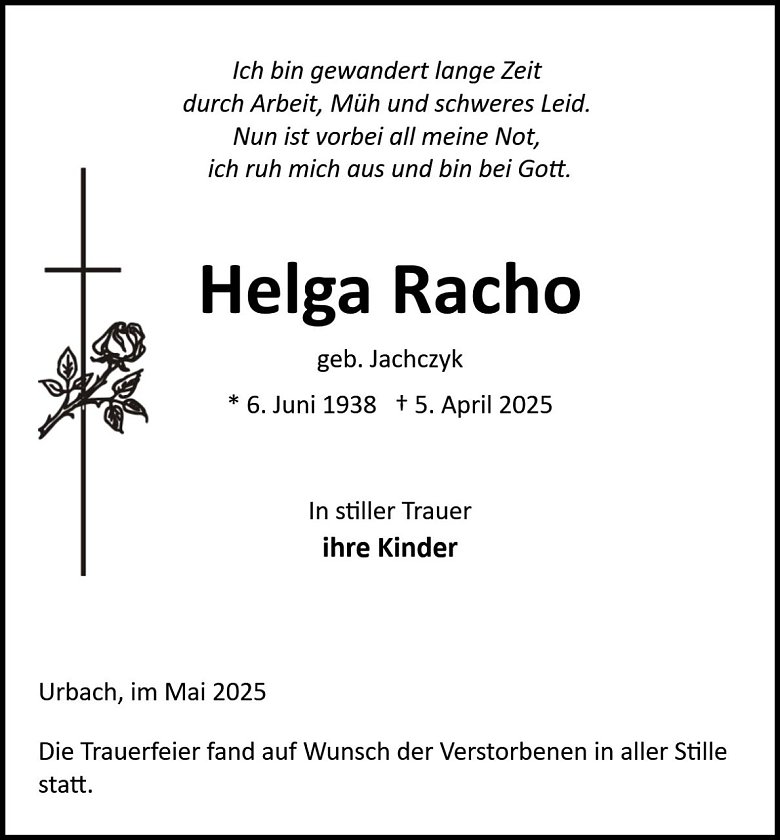 Traueranzeige (Foto: Bestattung Baumgarten)