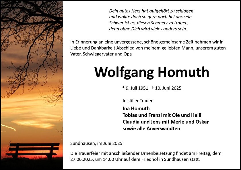 Traueranzeige (Foto: Bestattung Baumgarten)