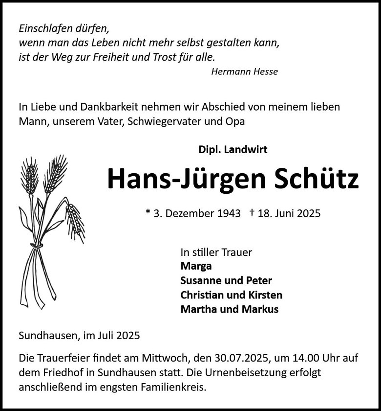 Traueranzeige (Foto: Bestattung Baumgarten)