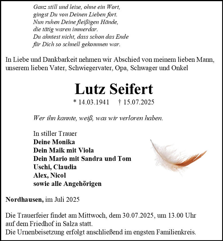 Traueranzeige (Foto: Schade)