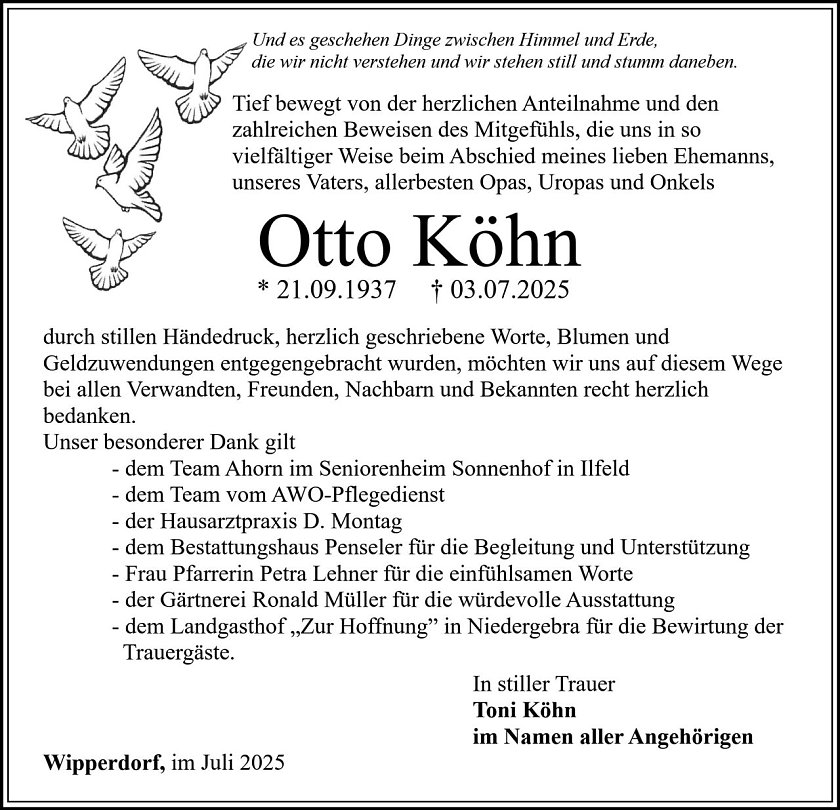 Danksagung (Foto: Bestattungshaus PENSELER)