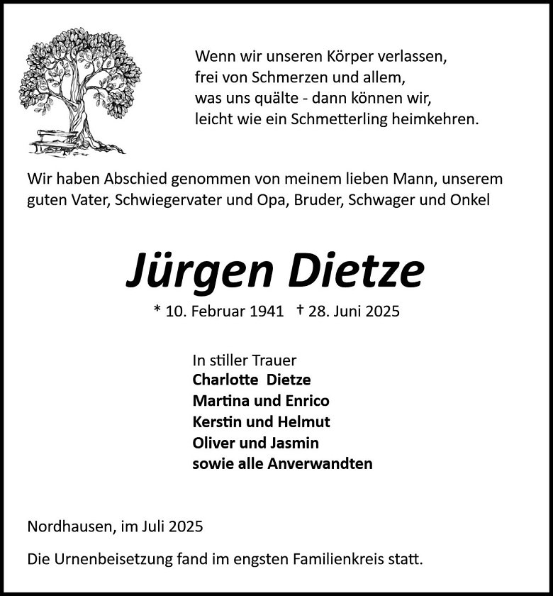 Traueranzeige (Foto: Bestattung Baumgarten)