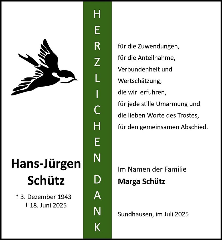 Danksagung (Foto: Bestattung Baumgarten)