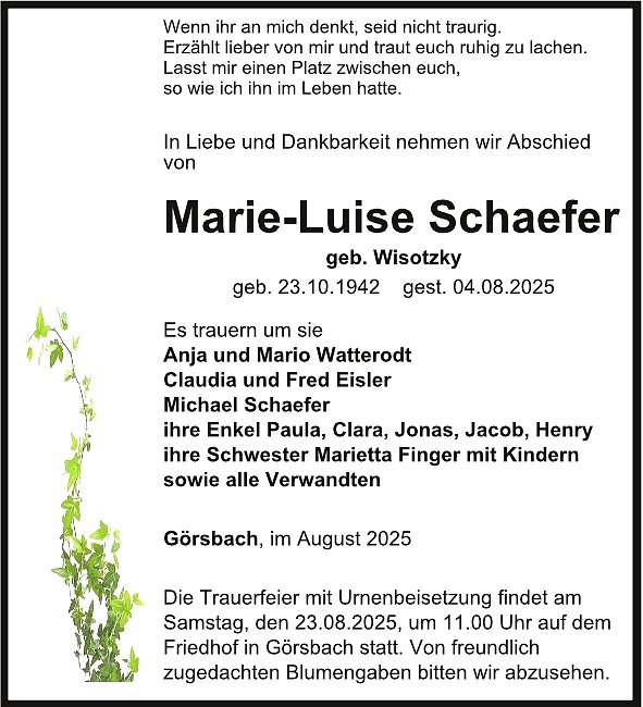 Traueranzeige (Foto: Kramer)