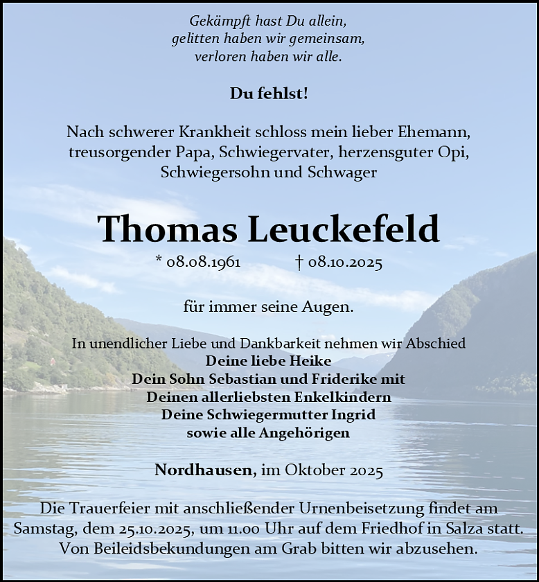 Traueranzeige (Foto: Schade)